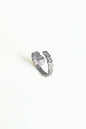 White Stone Silver Snake Ring, adjustable snake ring