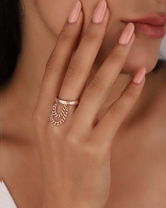 Dangle Chain Ring, Adjustable Ring, Vintage Dangle Chain Ring, Punk Finger Rings