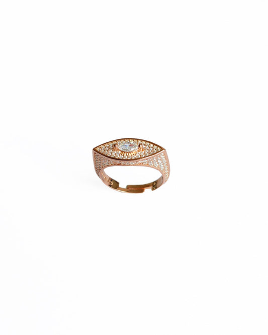 Single Stone Eye Silver Ring