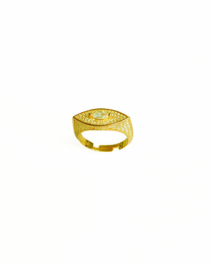 Single Stone Eye Silver Ring