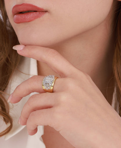 Baguette Stone Eye Silver Ring