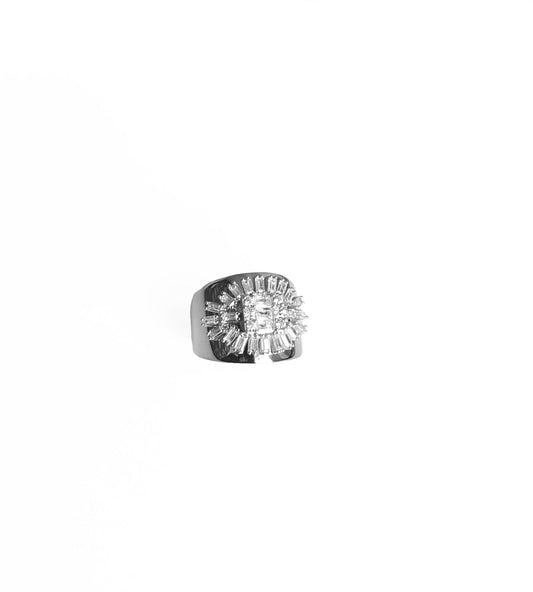 Baguette Stone Eye Silver Ring