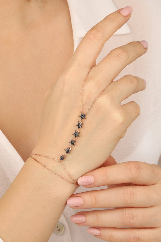 Black Stone Lined Star Silver Sahmaran