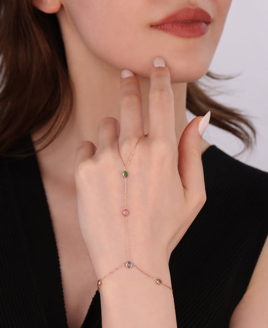 Colorful Stone Silver Sahmeran Bracelet