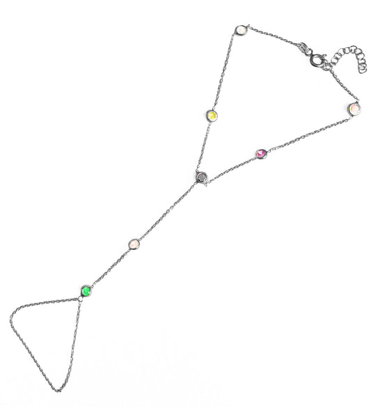 Colorful Stone Silver Sahmeran Bracelet