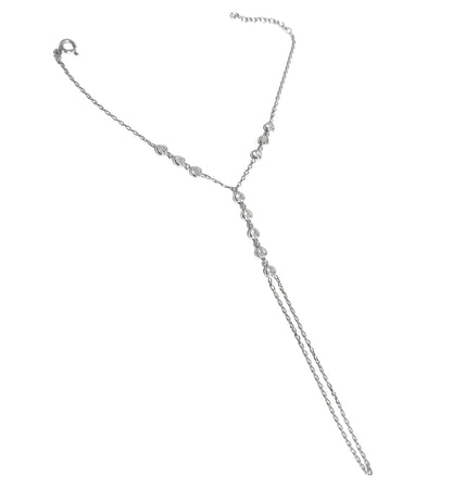 Finger Chain Silver Slave Bracelet with White Stone Heart