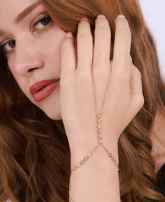 Multiple Stars on 3 Sides 925 Silver Shahmaran Bracelet