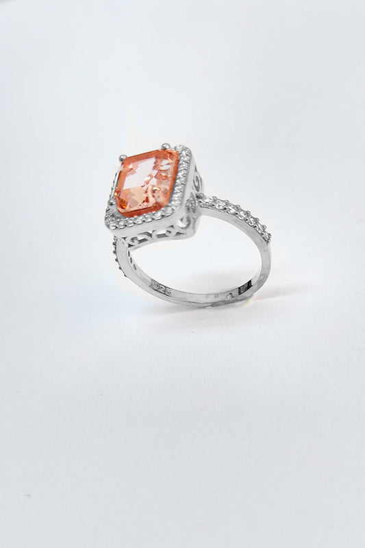 Pink Swarovski Stone Silver Ring